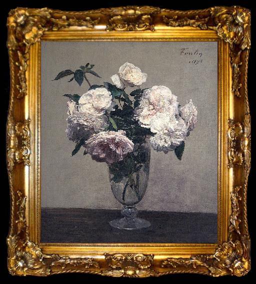 framed  Henri Fantin-Latour Vase des roses, ta009-2